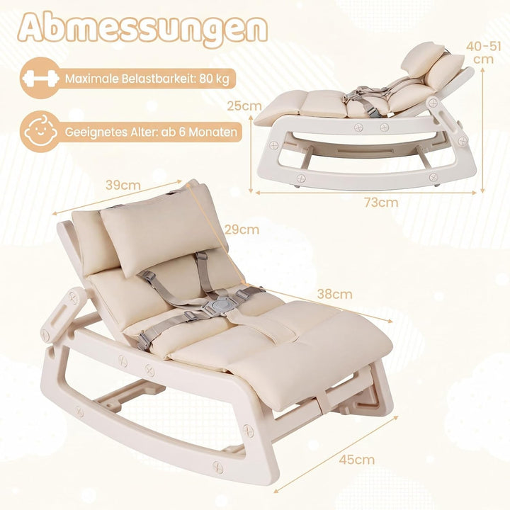 COSTWAY 2 in 1 Babywippe, Baby Schaukelstuhl mit verstellbarer Rücklehne, waschbarem Kissen &amp; Sicher