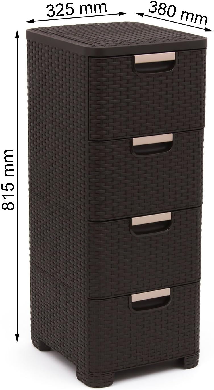 CURVER Regal mit 4 Schubladen STYLE Regal mit 4 Schubladen, Dunkelbraun, 33x38x79, Dunkelbraun
