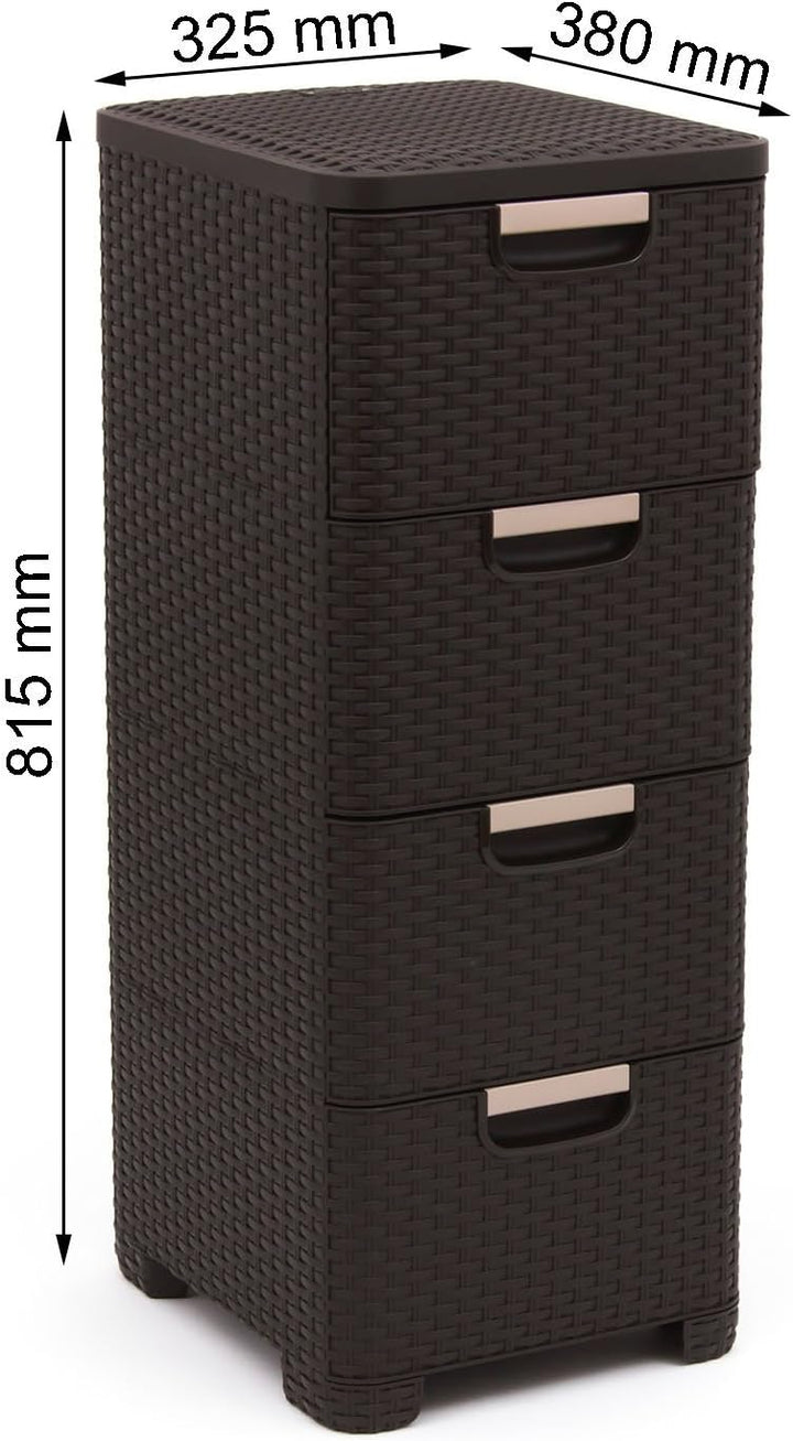CURVER Regal mit 4 Schubladen STYLE Regal mit 4 Schubladen, Dunkelbraun, 33x38x79, Dunkelbraun