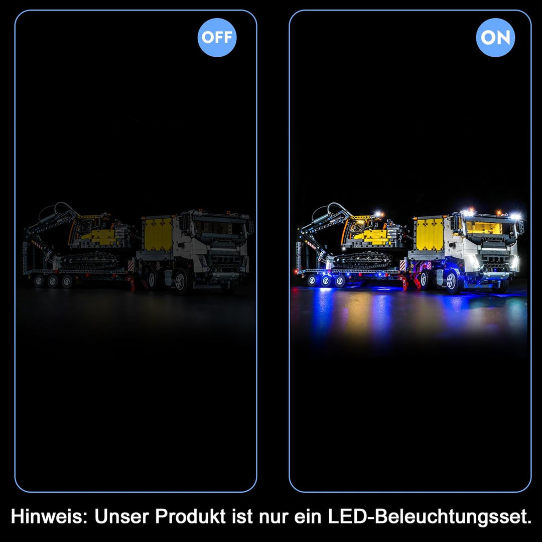 LocoLee Licht Kompatibel mit Lego Technic Volvo FMX LKW mit EC230 Electric Raupenbagger Fernbedienun