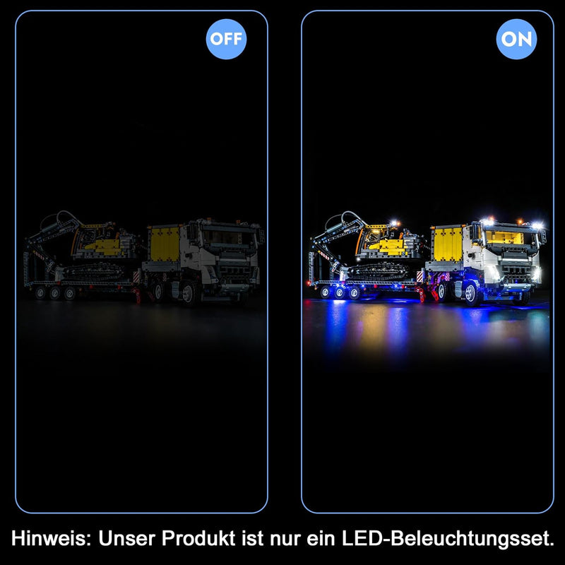 LocoLee Licht Kompatibel mit Lego Technic Volvo FMX LKW mit EC230 Electric Raupenbagger Fernbedienun