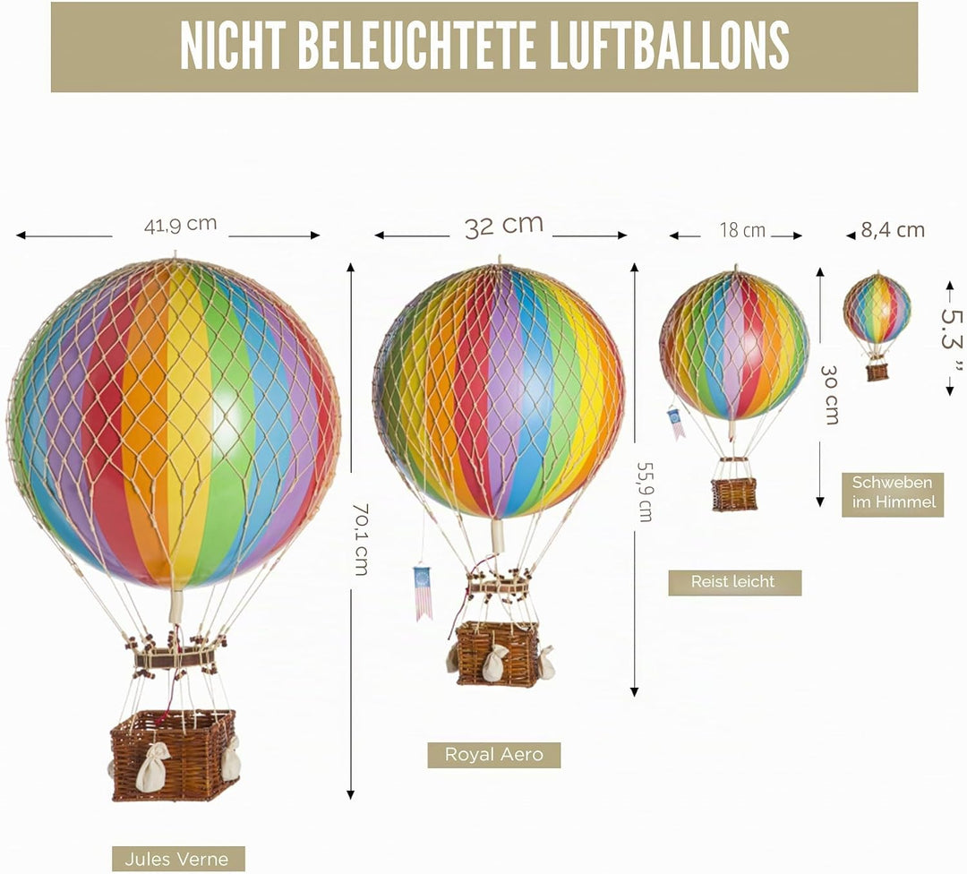 Authentic Models - Dekoballon - Jules Verne - Heissluftballon, Ballon - Farbe: Regenbogen - 18 cm