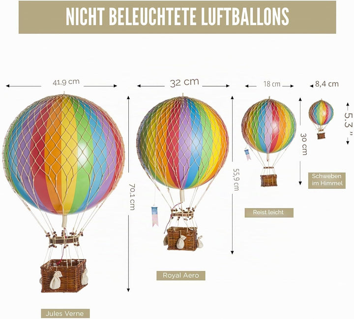 Authentic Models - Dekoballon - Jules Verne - Heissluftballon, Ballon - Farbe: Regenbogen - 18 cm