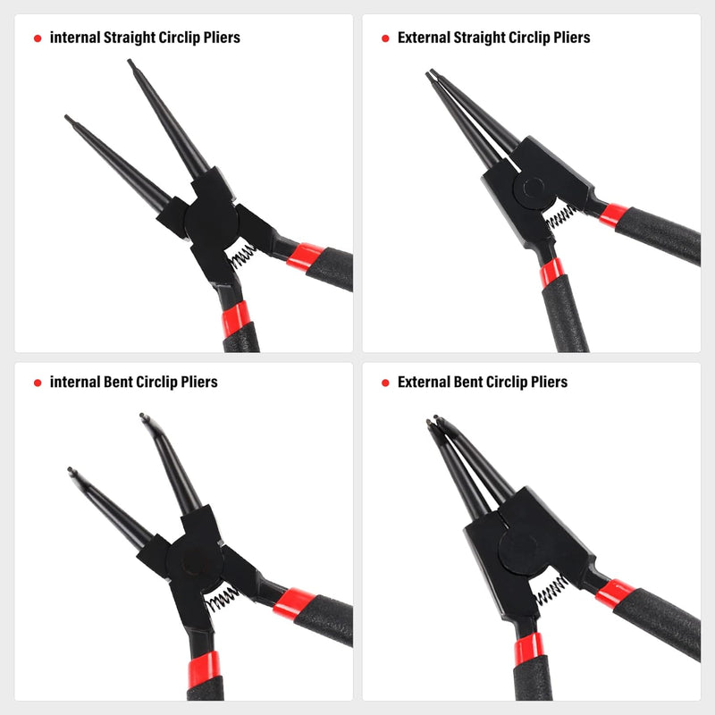 DOCAS 4 Stück Sprengringzangen Set,175mm interne/externe Sicherungsringzange Sprengringzange für Rin