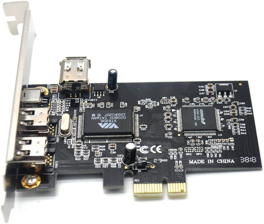Padarsey PCIe 3 Ports 1394A Firewire Erweiterungskarte, PCI Express (1x) auf externe IEEE 1394 Adapt