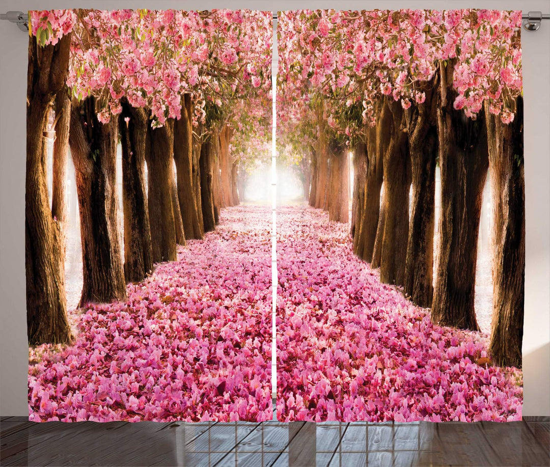 ABAKUHAUS Romantisch Rustikaler Gardine, Fallen Petals Baum-Tunnel, Schlafzimmer Kräuselband Vorhang