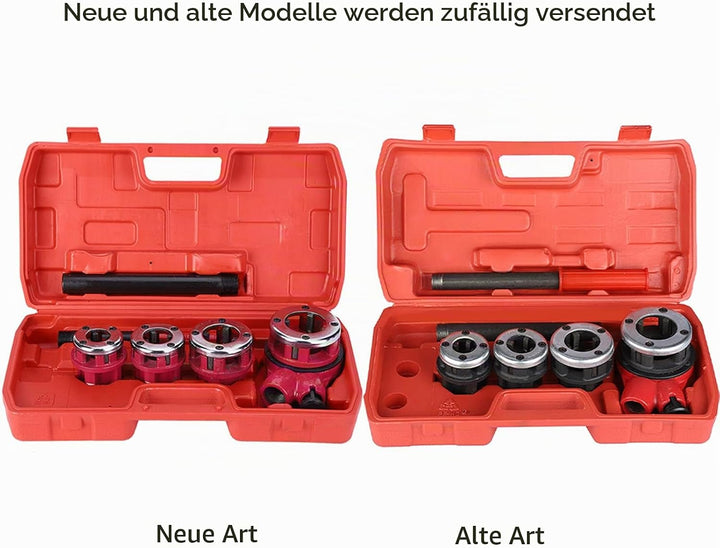 Rohr Gewindeschneider Set, Schneidkluppensatz Rohrgewindeschneidsatz mit 4 Gewindeschneideisen 1/2"
