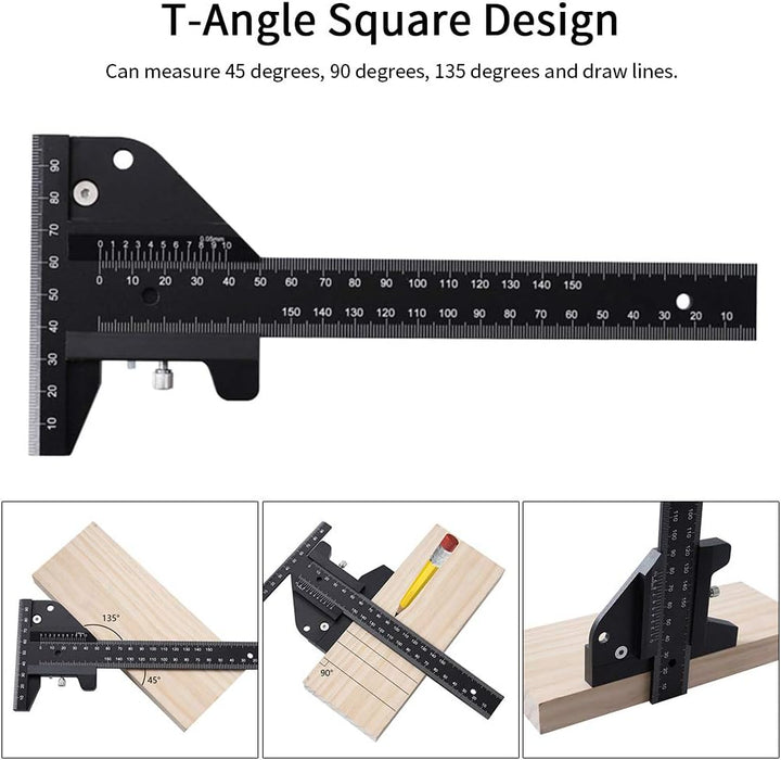 Holzbearbeitungsschreiber - Markierung T-förmiges Lineal Holzbearbeitungsschreiber DIY-Werkzeug Alum