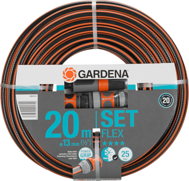 Gardena Comfort FLEX Schlauch 13 mm (1/2 Zoll), 20 m mit Systemteilen: Formstabiler, flexibler Garte