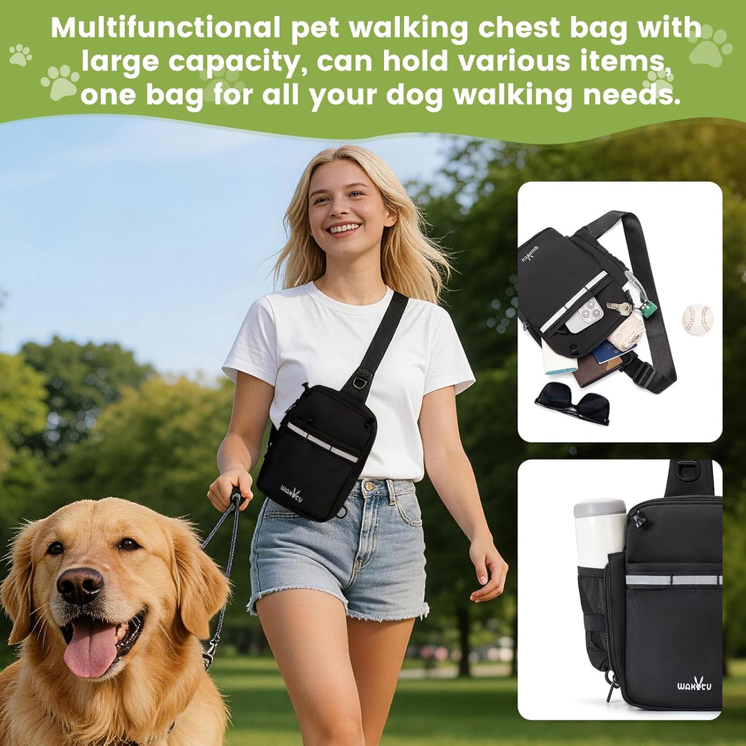wakytu 2-in-1 Futterbeutel Hunde - Leckerlibeutel für Hunde, abgetrennte Fächer, grossvolumig, wasse