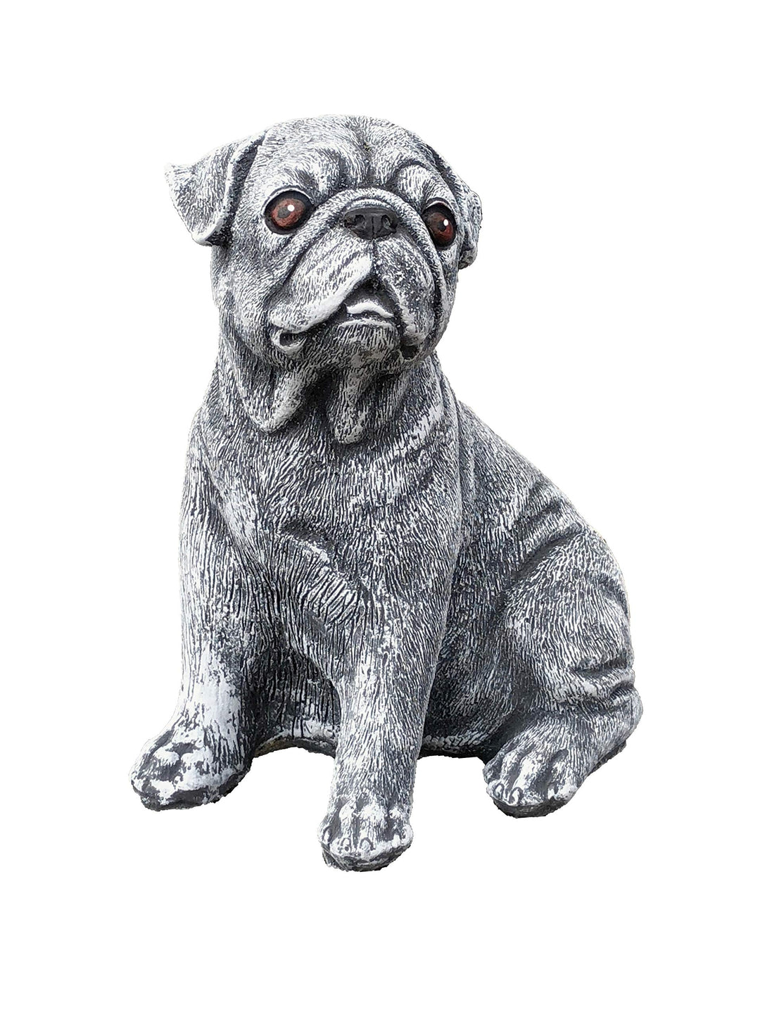 stoneandstyle Steinfigur Hund Mops, Frost- und Wetterfest, massiver Steinguss