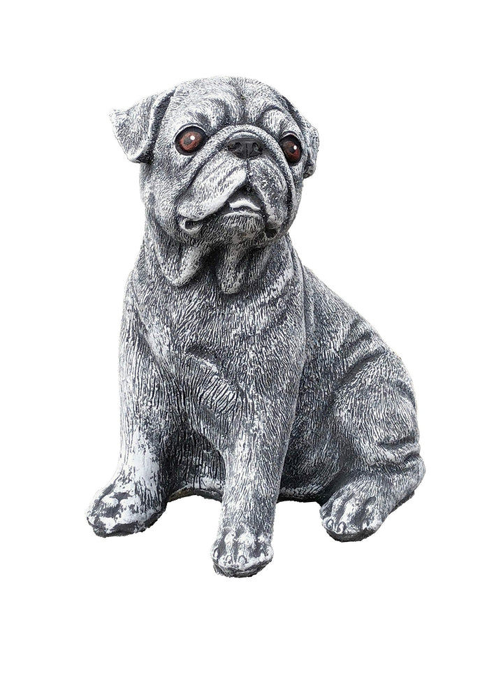 stoneandstyle Steinfigur Hund Mops, Frost- und Wetterfest, massiver Steinguss