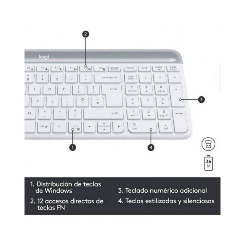 Logitech MK470 Slim Combo Kabelloses Tastatur-Maus-Set, 2.4 GHz Verbindung via Nano-USB-Empfänger, 1