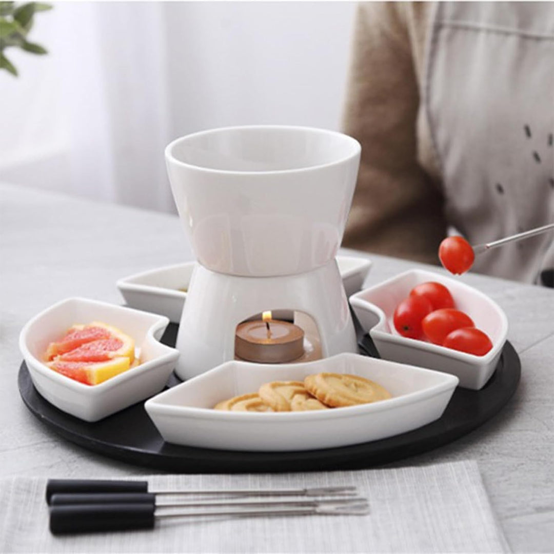 Kinder-Schokofondue-Set Hitzebeständige Keramik, abnehmbar | Butterwärmer-Fondue-Set Abnehmbar, Nach
