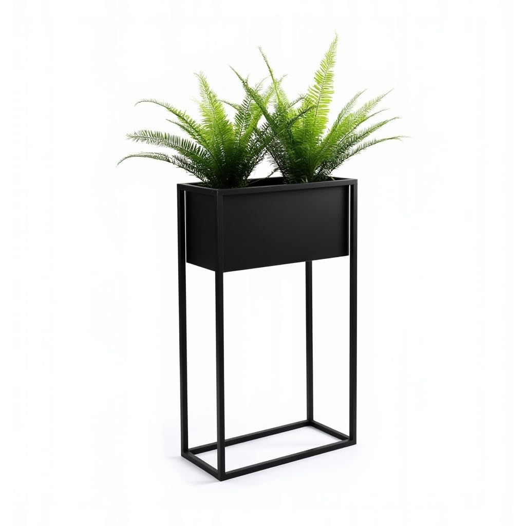 Pflanzenständer Petto - 40x21x80cm - Farbe Schwarz - für Zimmerblumen - Metallregal - Dekorativer Ti