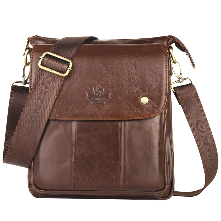 ZZNICK Umhängetasche aus echtem Leder, für Reisen, Arbeit, Business Braun-2303 M, Braun-2303 M