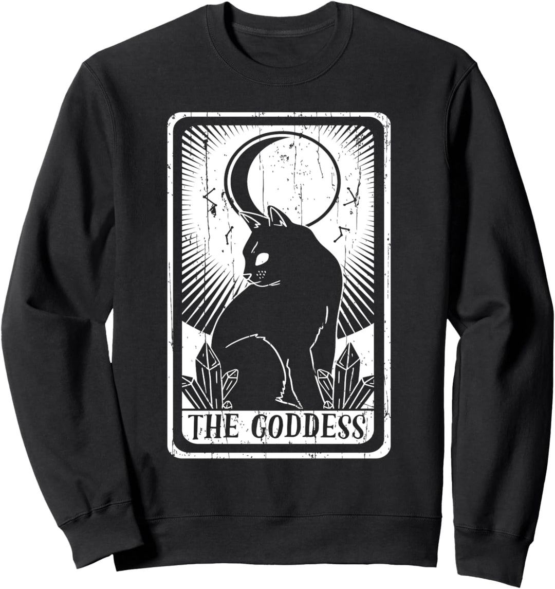 Goddess Moon Katze Tarotkarte heidnisch Goblincore Goth Occult Sweatshirt