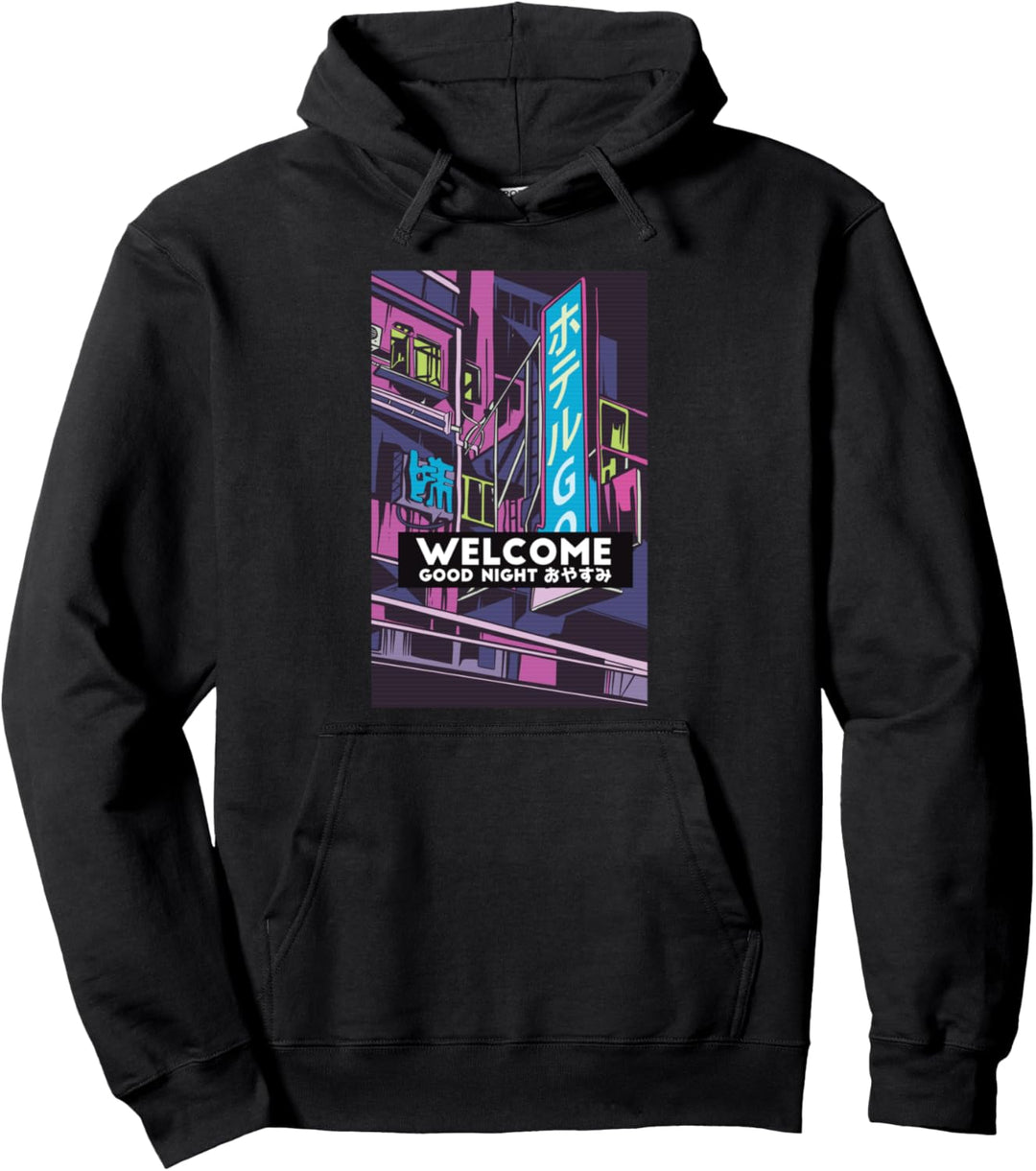 Japanese Vaporwave Aesthetic Night Retro Japan Art 80s 90s Pullover Hoodie