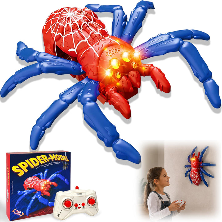 Ferngesteuerte Kletterspinne RC Spinne Wiederaufladbar mit LED Augen 360° Drehung Krabbelt an Wand D