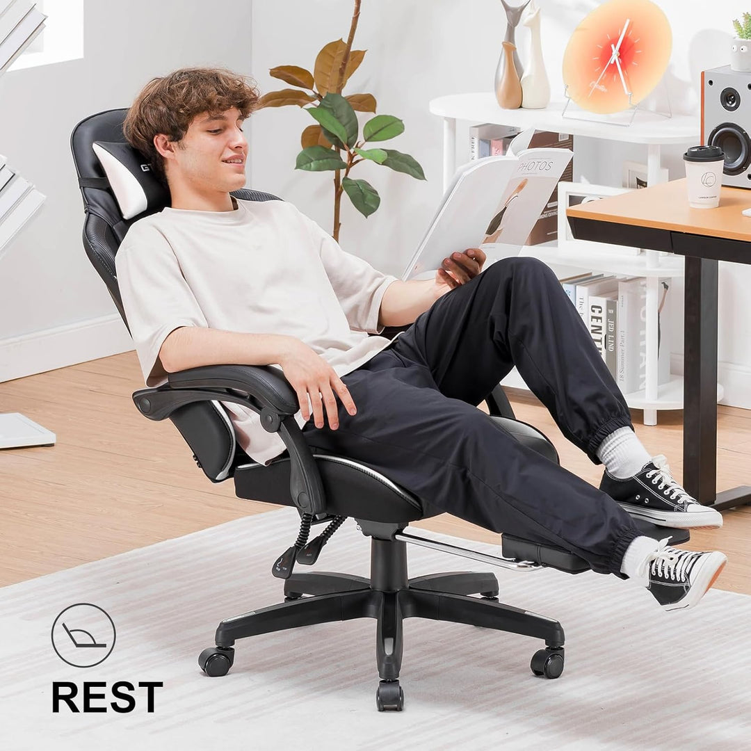 GTPLAYER Gaming Stuhl, Gaming Chair, Ergonomischer Höhenverstellbarer Bürostuhl, Zweckmässig für Win