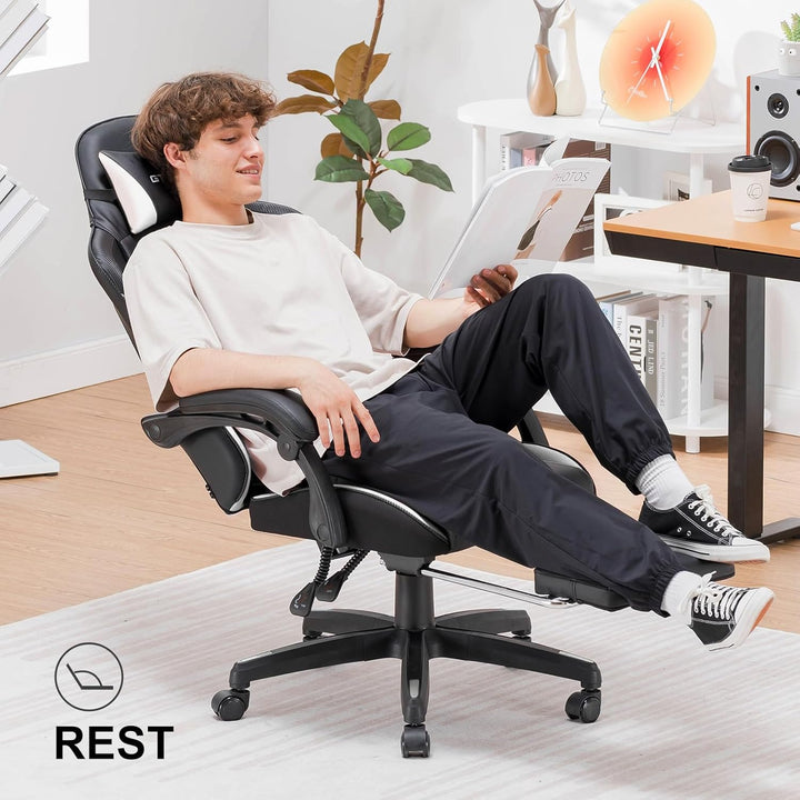 GTPLAYER Gaming Stuhl, Gaming Chair, Ergonomischer Höhenverstellbarer Bürostuhl, Zweckmässig für Win