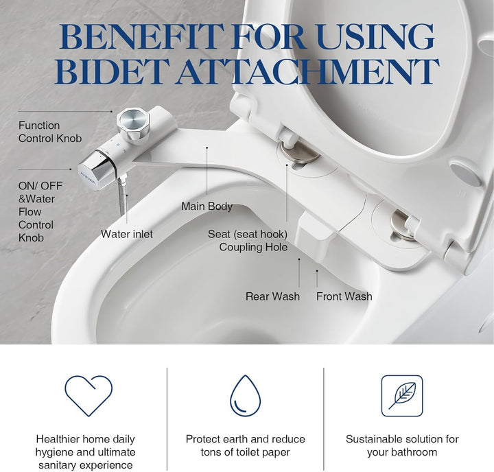 Bidet, Nicht Elektrisch Bidet Toilettenaufsatz mit Einziehbare selbstreinigende Doppeldüsen,regulier