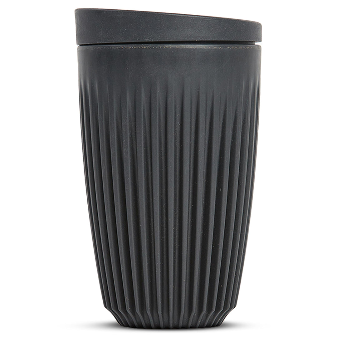 Huskee Cup & LID Charcoal | Wiederverwendbare Kaffee & Tee-Becher aus Kaffee-Schalen Schwarz 2 Stück