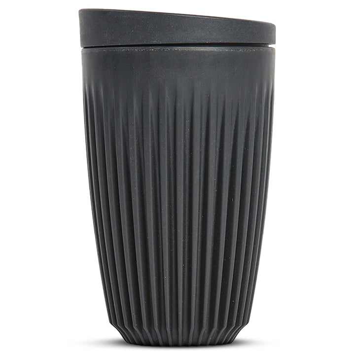 Huskee Cup & LID Charcoal | Wiederverwendbare Kaffee & Tee-Becher aus Kaffee-Schalen Schwarz 2 Stück