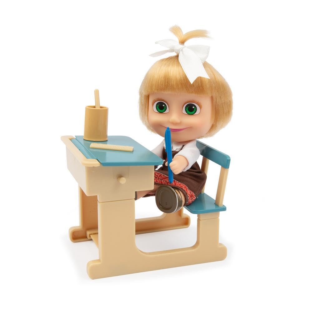 Giochi Preziosi MASHA & The Bear - Playset Klasse und Puppe Masha Höhe 12 cm, Schulklasse mit Zauber