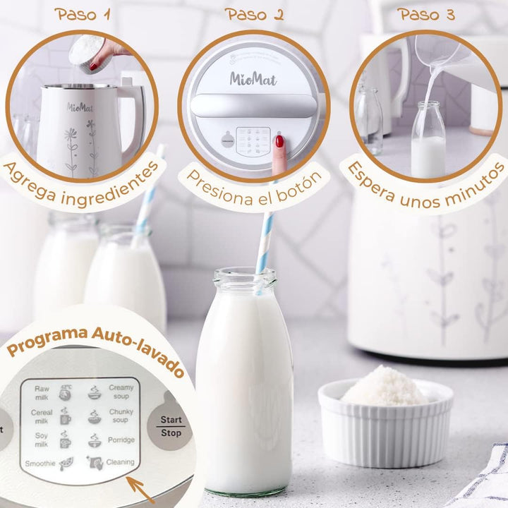 MioMat - Pflanzenmilchmaschine | Rohmilch | Getreidemilch | Sojamilch | Smoothies | Brei | Cremige S