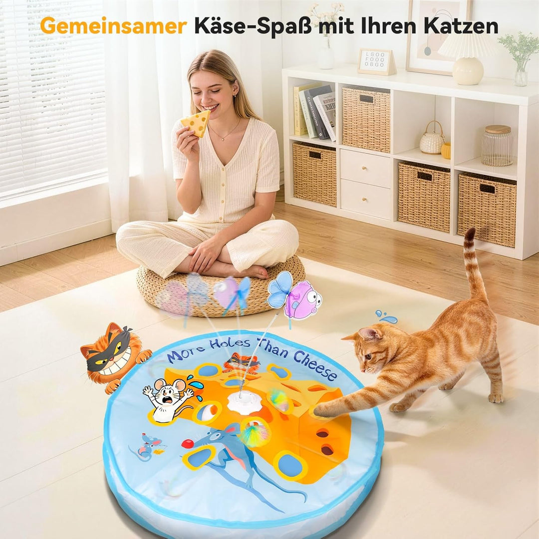 GoldenSun Katzenspielzeug, 5-in-1 Interaktives Katzenspielzeug für Wohnungskatzen, Automatisches Klo