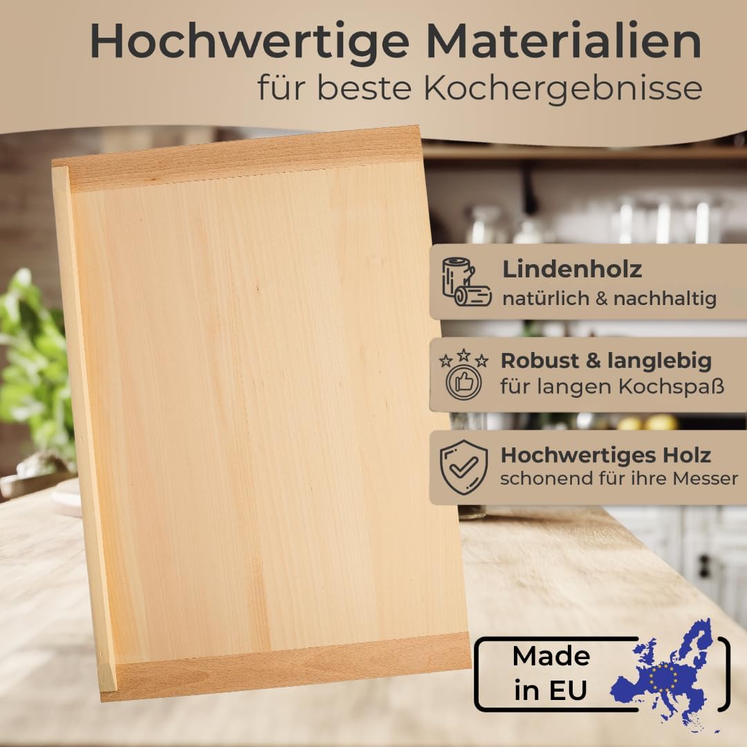 Made in EU Topanbieter999 Backbrett Lindenholz 60x40 cm - Vielseitiges Schneide- und Arbeitsbrett fü