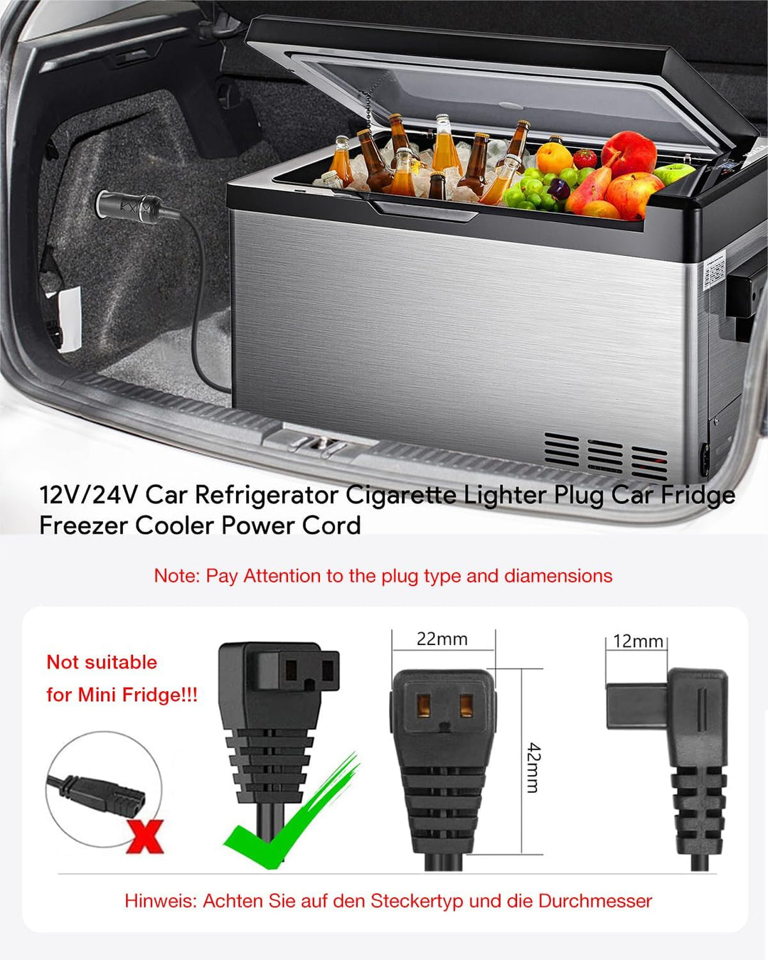 MOTOPOWER MP68992 3.5m tragbar Kühlschränke Verlängerung Power Kabel