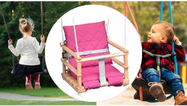 Holz Babyschaukel, Kinderschaukel, Schaukel für Kinder Schaukel 3 in 1 + SICHERHEITSGURT, Kleinkinds