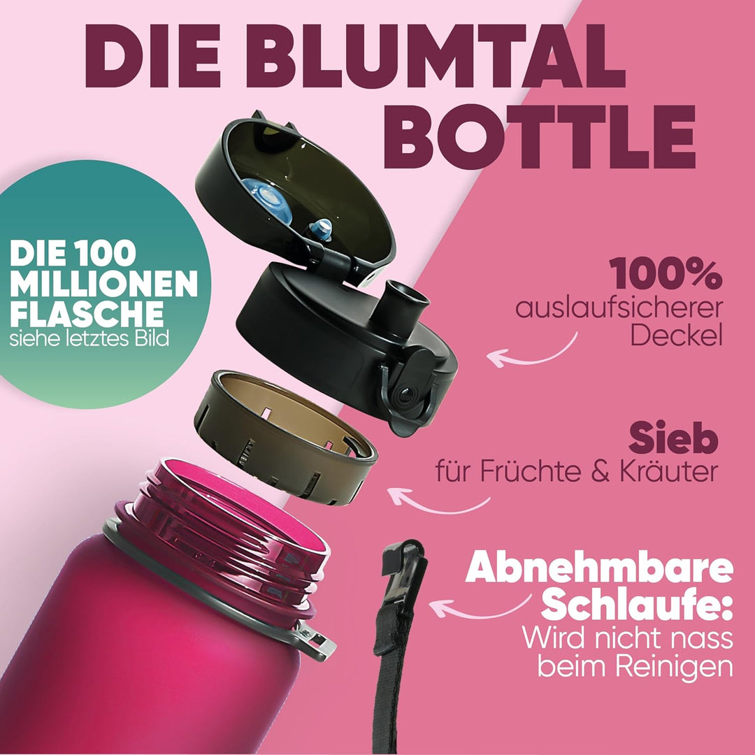 Blumtal Premium Trinkflasche 1l - bruchsichere & auslaufsichere Trinkflasche Sport & Outdoor - Sport