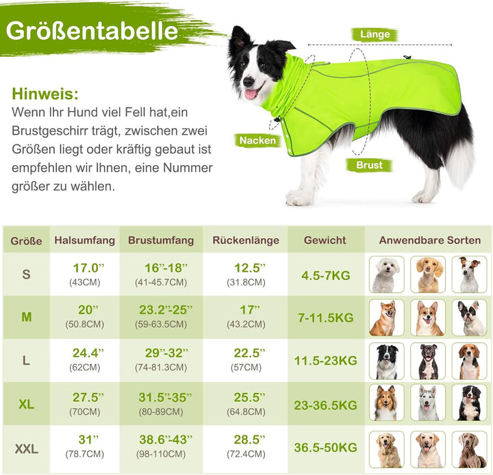 Hunderegenmantel - Wasserdichter Regenjacke für Hunde, Einstellbare Regenmantel für Mittlere, Grosse