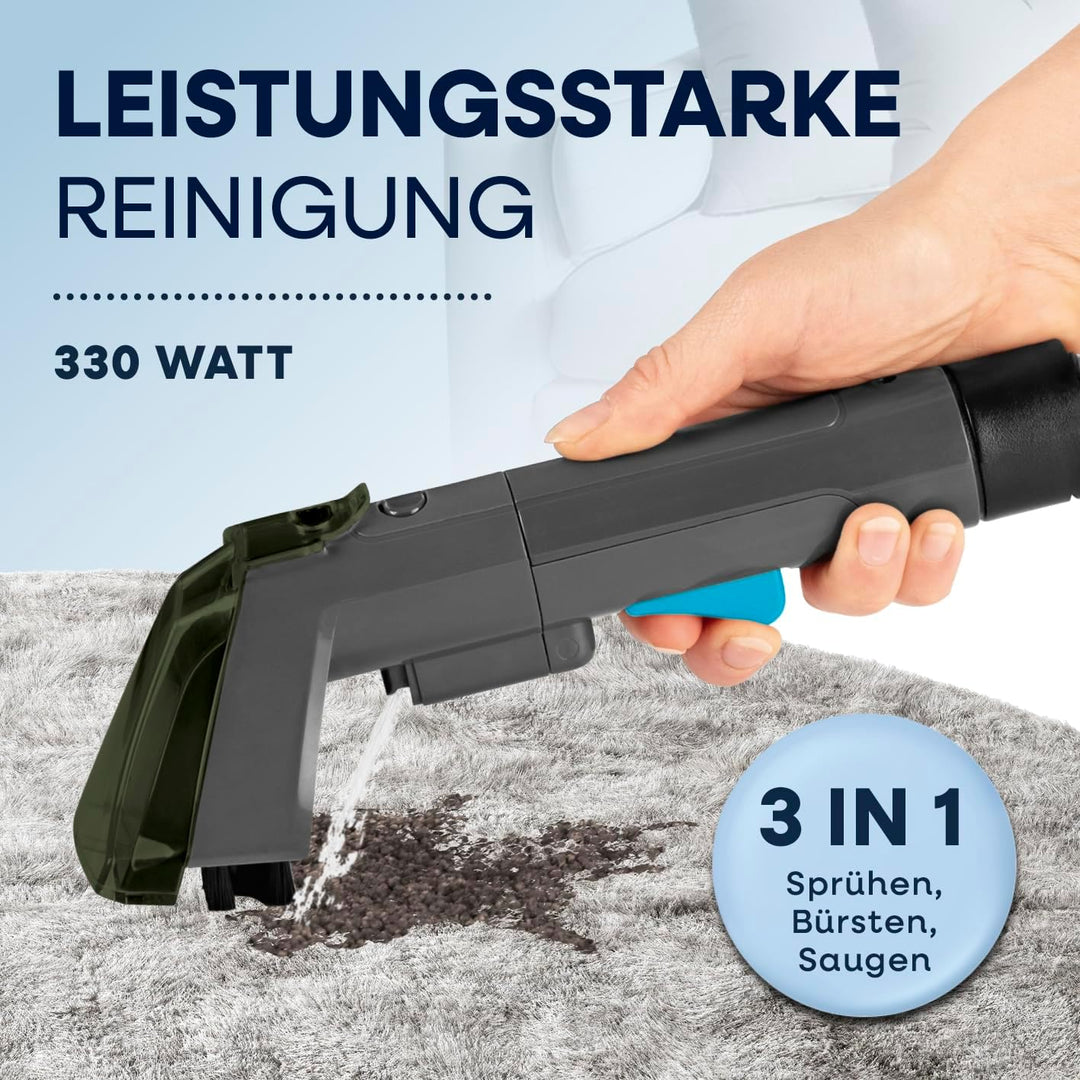 CLEANmaxx Polster- & Teppichreiniger Kompakt | 3-in-1 Waschsauger Gerät mit Doppeltank-System & Easy