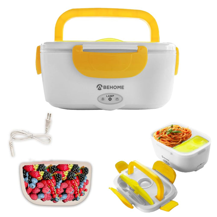 BEHOME Elektrischer Speisewärmer, tragbar, mit 2 abnehmbaren Behältern, 1,5 Liter, Lunchbox mit Best