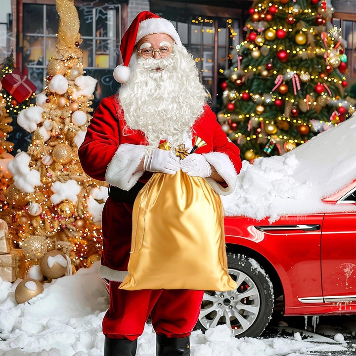 iZoeL Weihnachtsmann kostüm Herren Damen, Weihnachtsmann Perücke Bart Mütze Handschuhe Weihnachtsman