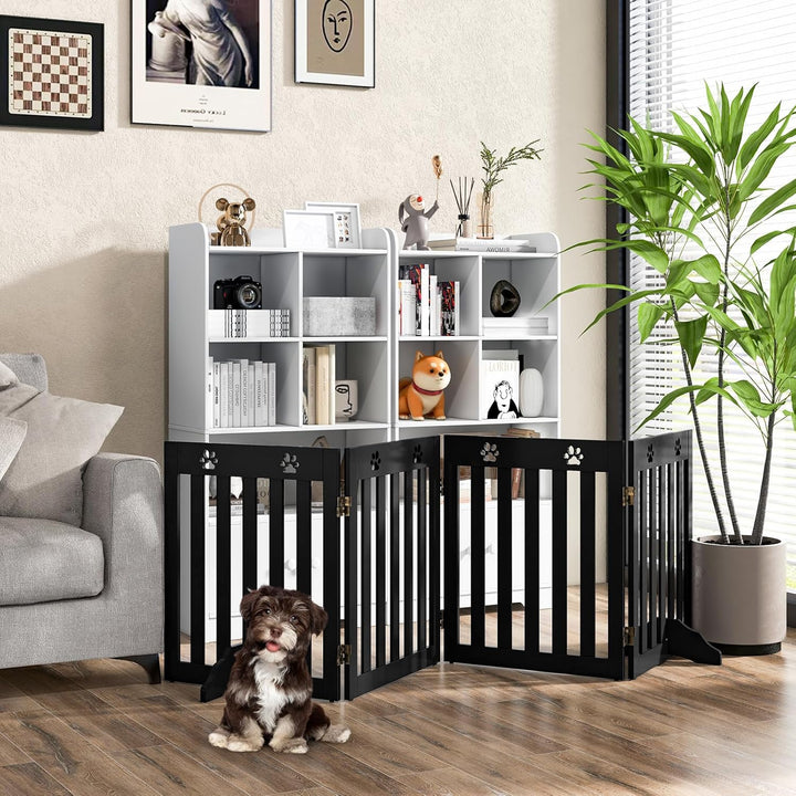SOARS Absperrgitter Hund, 204x61cm Hundegitter Wohnung mit 2 Stützfüssen, Faltbares Schutzgitter, Tr