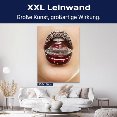 wandmotiv24 Leinwandbild 260 g/m² - Kunstdruck auf Leinwand - Wandkunst - Wandbild mit Frauen Lippen