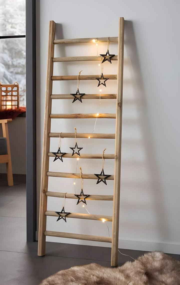 Dekoleidenschaft Deko-Leiter “Landhaus” aus Holz, 98 cm hoch, Handtuchhalter, Rankhilfe, Garten-Deko