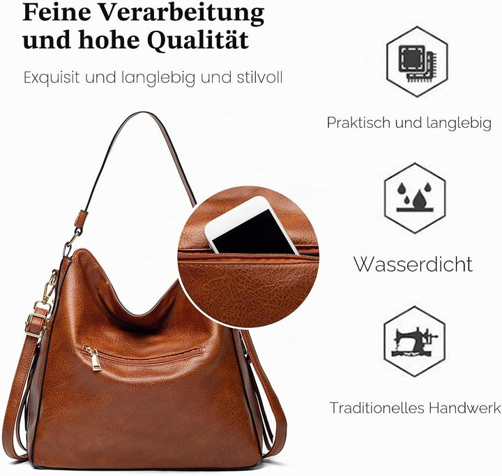 FANDARE Damen Handtasche Frauen Umhängetaschen Schultertasche PU Leder Tote Beutel Schultertasche fü