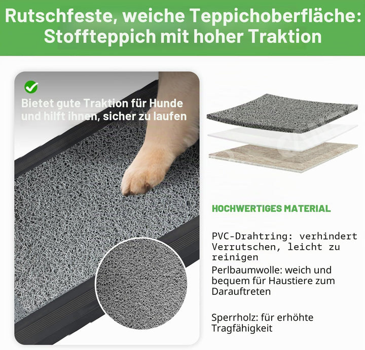 Hunderampe Auto Klappbar Extra Lang 180 cm Hundetreppe Auto mit Rutschfester Teppichoberfläche für K