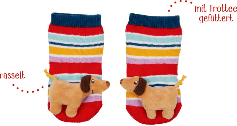 Die Spiegelburg Rasselsöckchen Dackel - BabyGlück, one Size (2-12 Mon.) STK, STK