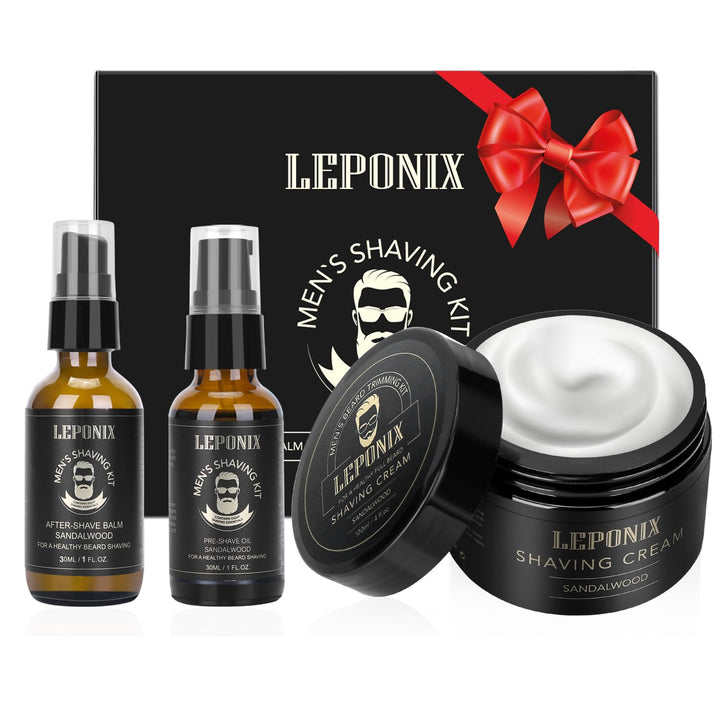 Rasierset für Männer, Essential Kit enthält Sandelholz Rasiercreme, Schnitte und Rasierbrand Rasiere