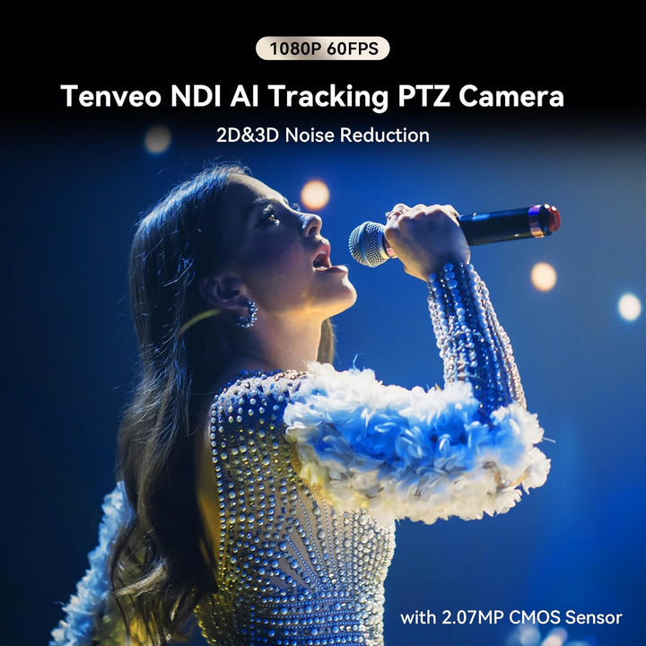 Tenveo NDI PTZ-Kamera mit KI-Humanoid- & Gesichts-Auto-Tracking, 20-fachem optischem Zoom, 3G-SDI/HD