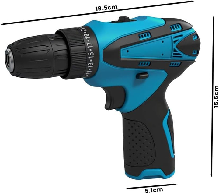 Akku Bohrschrauber 12V mit 2x 3.0 Ah Akku, 25+1 Drehmomenteinstellung, 2-Gang, 26tlg Zubehör, LED-Li