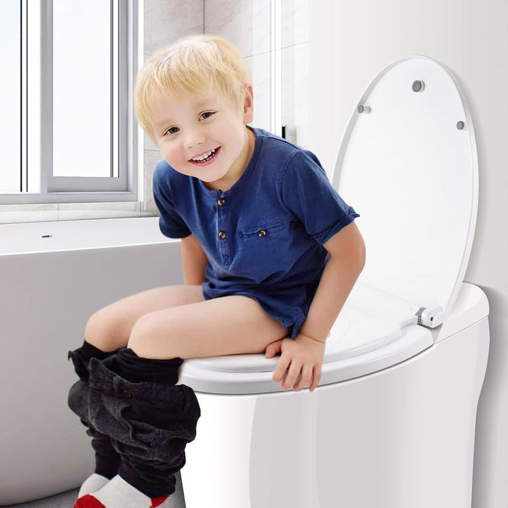 Toilettendeckel mit Absenkautomatik Familien-Toilettensitz – Weicher Anti-Splat Toilettensitz mit So