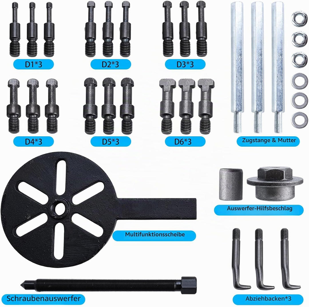 FreeTec 21tlg Innenlager Kugellager Abzieher, Universal Innenabzieher Lager Set, 3 Gebogenen Haken K